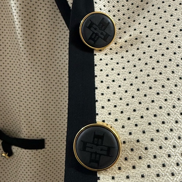 Escada Margaretha Ley Silk Wool Polka Dot Blazer Black Trim Old Money Chic EU 36 - Picture 9 of 17